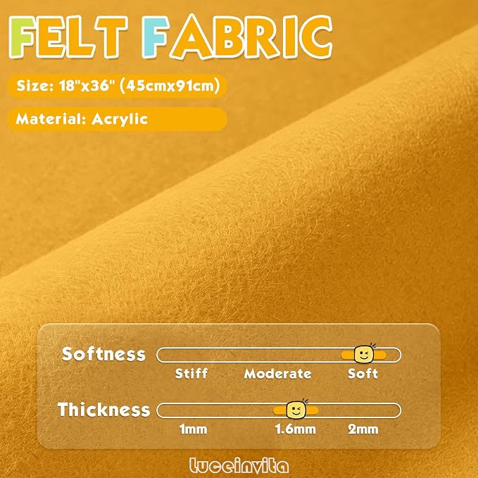 Honey Gold 18" X 36" Felt Fabric Sheet - Image 2