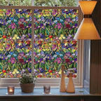 Colorful Purple Red Yellow Iris Flowers Stained Glass Window Films Decorative - Image 3
