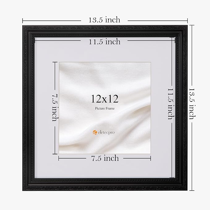 eletecpro 12x12 Vintage Picture Frame, Glass Cover, Wall Mount - Image 3
