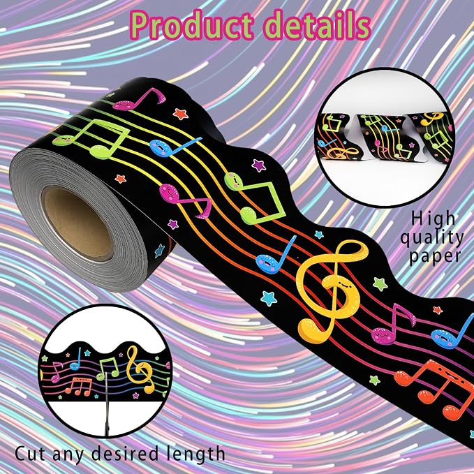 69Ft Musical Notes Bulletin Board Borders Colorful Cute Musical Note Trimmer - Image 3