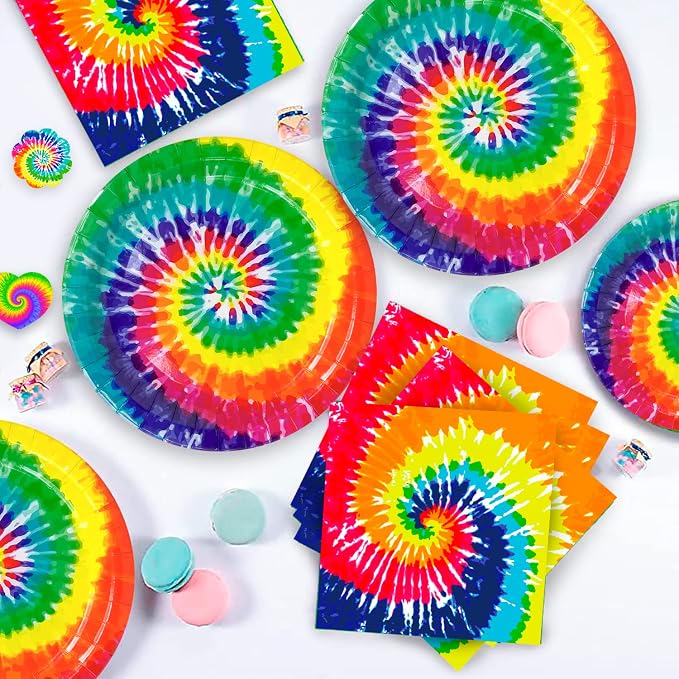 175pcs Tie Dye Birthday Party Supplies, 16 Guests Tie Dye Party Tableware - Image 4