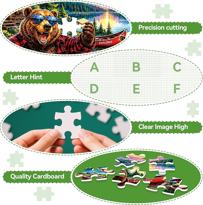 500 Piece Jigsaw Puzzle for Adults – Cozy Cabin Lake Camping Scene - Image 4