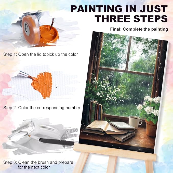 Yezavesu 4 Pack Framed Paint by Numbers Kit - Image 4