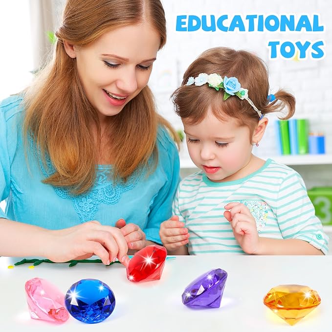Niceup 52PCS Kids Gems Diamond Toys 1.57in Treasure Jewels Pool Diving Swimming - Image 5