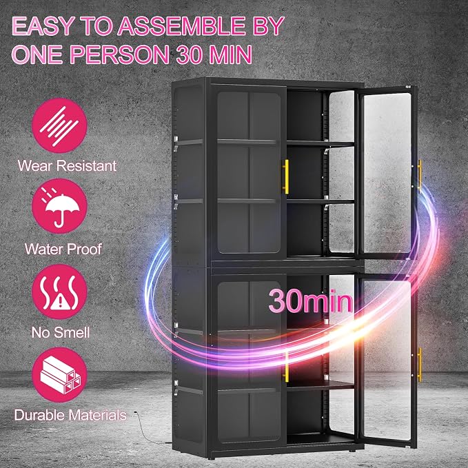 67" Display Cabinet with Glass Doors, 4-Tier Curio Cabinet with Many Color - Image 9