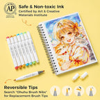 Ohuhu Alcohol Markers 48 Colors Brush& Soft Chisel AP Certified Refillable | - Image 6