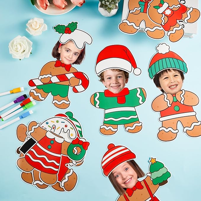 60pcs Christmas Theme Cutouts Gingerbread Man Bulletin Board Decoration Xmas - Image 4