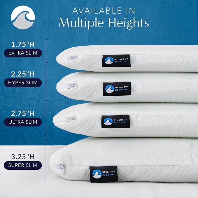 Bluewave Bedding Super Slim Gel Memory Foam Pillow - Image 5