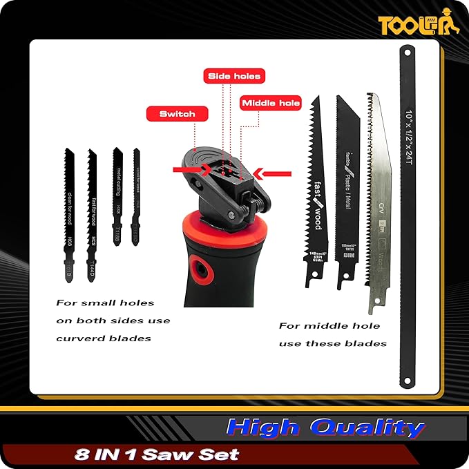 8-In-1 Multi Blades Hand Saw, Drywall Cutter. Hacksaw. Long Blade, Jab Saw - Image 2