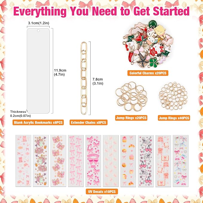 106 Pcs Bow Acrylic Bookmark Blanks Thicken 8 DIY Bookmark Making 10 Bow UV DTF - Image 2
