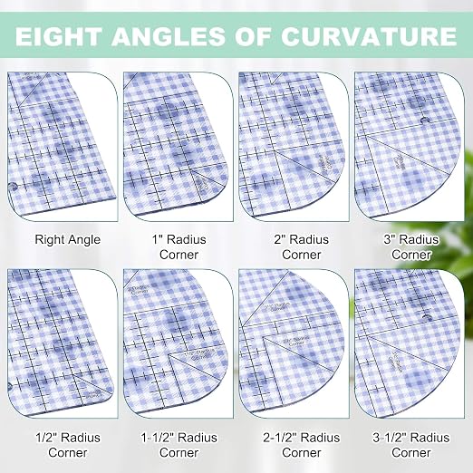 Kigley 2 Pcs Curved Corner Cutter Quilt Ruler Acrylic Sewing Patchwork Template - Image 3