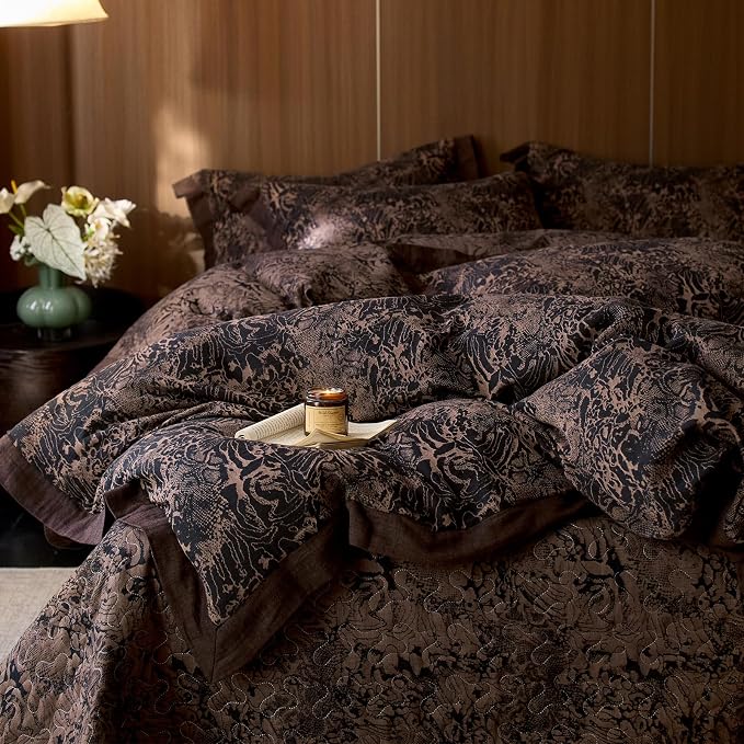 mixinni Duvet Cover Set King, Vintage Opulence Yarn-Dyed Jacquard Double-Layer by mixinni