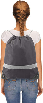 BeeGreen 20-Piece Grey Drawstring Backpacks, Reflective Cinch Sacks, DIY Blank - Image 6