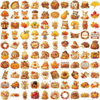 100 Pcs Thanksgiving Fall Waterproof Vinyl Theme Glitter Holographic Stickers - Image 7