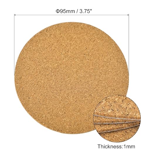 UXCELL 100 Pcs Self-Adhesive Cork Round, 3.75" x 3.75" Cork Tiles Backing Sheets - Image 2