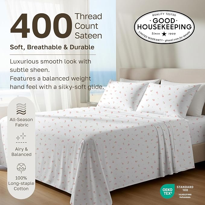 California Design Den Soft 100% Cotton Twin XL Bed Sheets Set, 400 Thread Count - Image 3