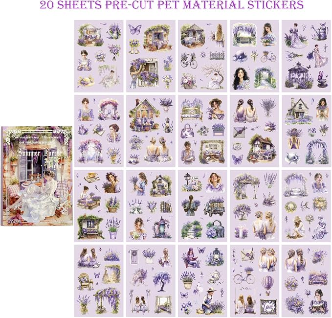 Scrapbooking Stickers for Adults 20 Sheets Pre-Cut 120 Pet Transparent Sticker - Image 3