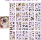 Scrapbooking Stickers for Adults 20 Sheets Pre-Cut 120 Pet Transparent Sticker - Image 3
