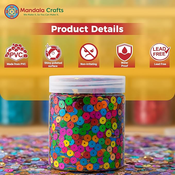 Mandala Crafts 20000 Turquoise Sequins - Image 5