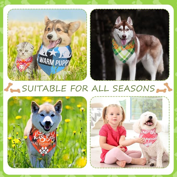 Sweetude 100 Pcs Plaid Dog Bandanas Bulk Paw Print Dog Scarf Bibs Puppy Pet - Image 3