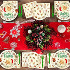 Qyeahkj 100 Pcs Christmas Xmas Party Paper Plates and Napkins, Vintage Holiday - Image 6