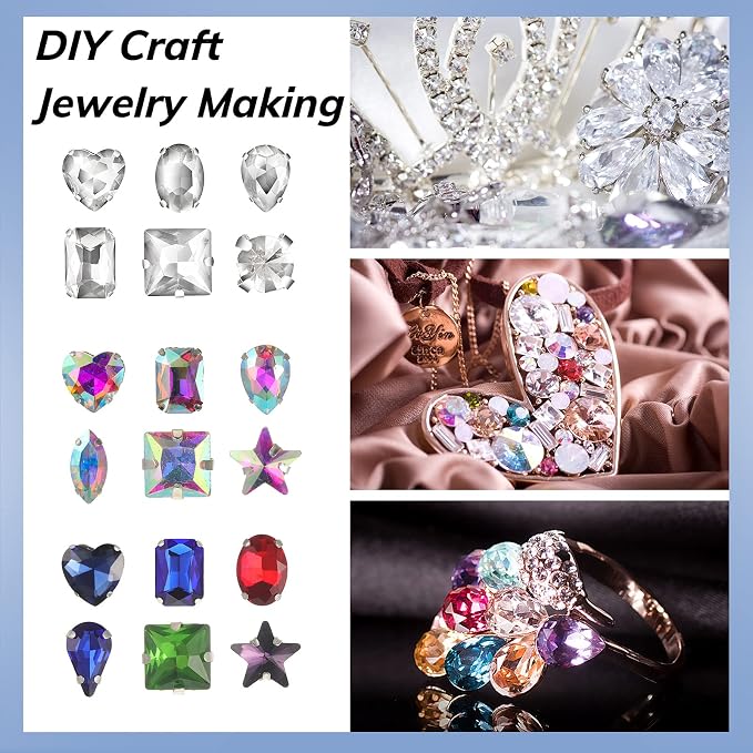 460 Pieces Sew on Rhinestones Glass Sewing Claw Gemstones and Crystals Metal - Image 4