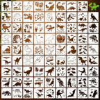 80 Pcs 3 x 3 Inch Stencils for Painting on Wood, Reusable Dinosaur Animal by DZXCYZ