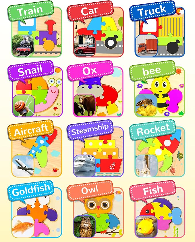 Yetonamr Wooden Toddler Puzzles Gifts Toys - Image 4