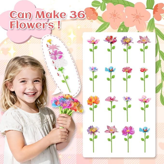 Kufanda DIY Fabric Flower Bouquets Toys Accessories Can Make 36 Flowers - Image 4