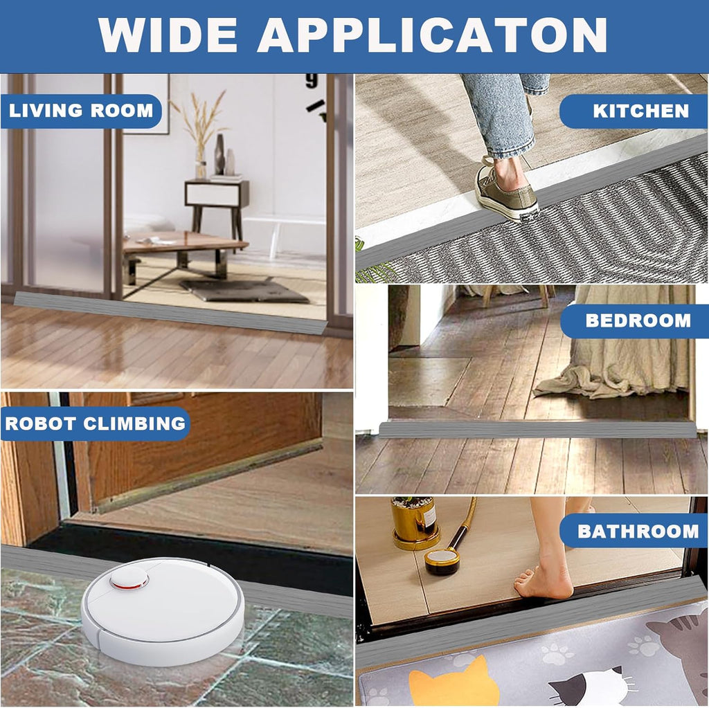 Vinyl Door Threshold Flooring Transition Strip Self Adhesive Carpet Edging Strip for Laminate Doorway Edge Threshold from 2/5" to 3/5" (Light Gray Wood Grain, 10 Ft)