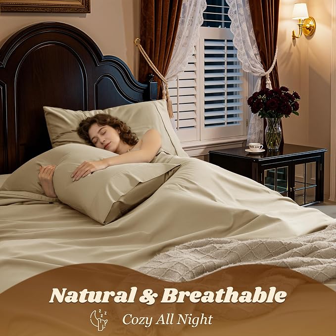 LBRO2M 1000 Thread Count 100% Egyptian Cotton Sheets Set Full Size, 4 Piece - Image 5