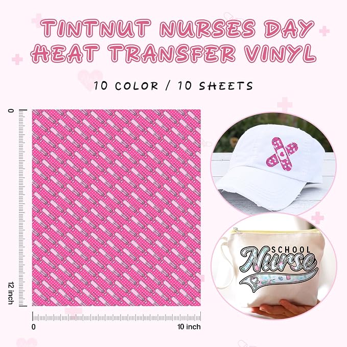 Tintnut Hospital Nurse Heat Transfer Vinyl, easy cut & weed, stretch washable - Image 2