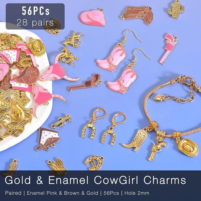 Western Cowboy & Cowgirl Charms, Boot Gun Hat Horse Cactus Trinkets - Image 2