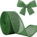 Green Burlap Ribbon 1-1/2 inch X 10 Yard Green Linen Wired Ribbon | Natural by JaoZuyard
