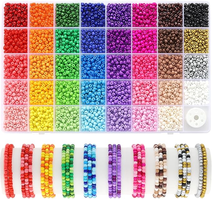 4mm Seed Beads for Jewelry Making, Funtopia 39 Colors Small Beads for Bracelets by Funtopia