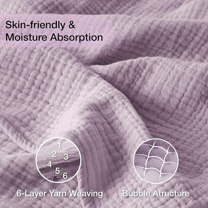100% Cotton Muslin Blanket Large 50" x 70", 6 Layers Breathable and Lightweight - Image 6