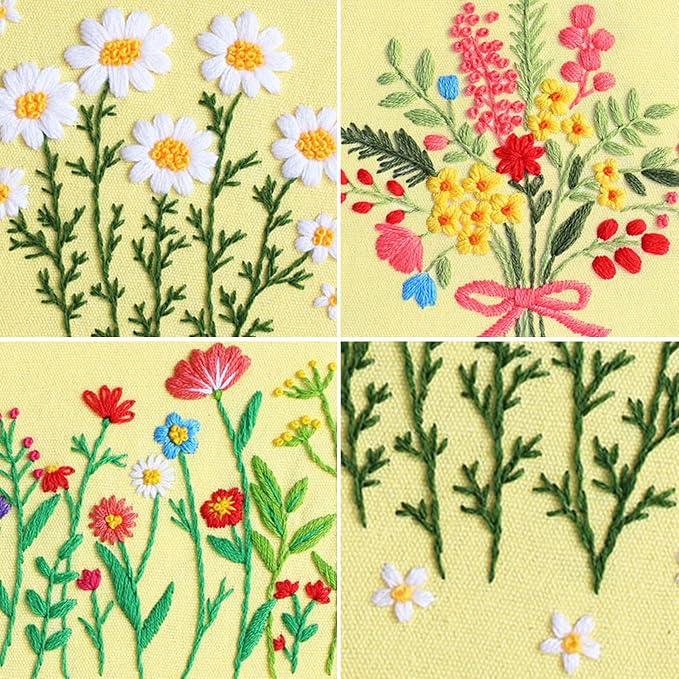 Louise Maelys 3 Set Floral Embroidery Kit, Botanical DIY Craft Collection | - Image 4