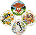 Zhenging Animal Cross Stitch Kit – 4 Pre-Printed Designs by ZhenqingHomeFlagship