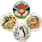 Zhenging Animal Cross Stitch Kit – 4 Pre-Printed Designs by ZhenqingHomeFlagship