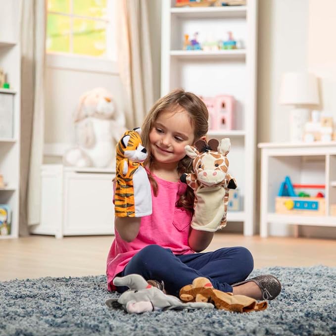 Melissa & Doug Zoo Friends Soft Plush Hand Puppets 4-Piece Glove Set - Image 5
