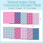 Tintnut Pink Blue Plaid Permanent Vinyl, waterproof, easy peel & stick - Image 2