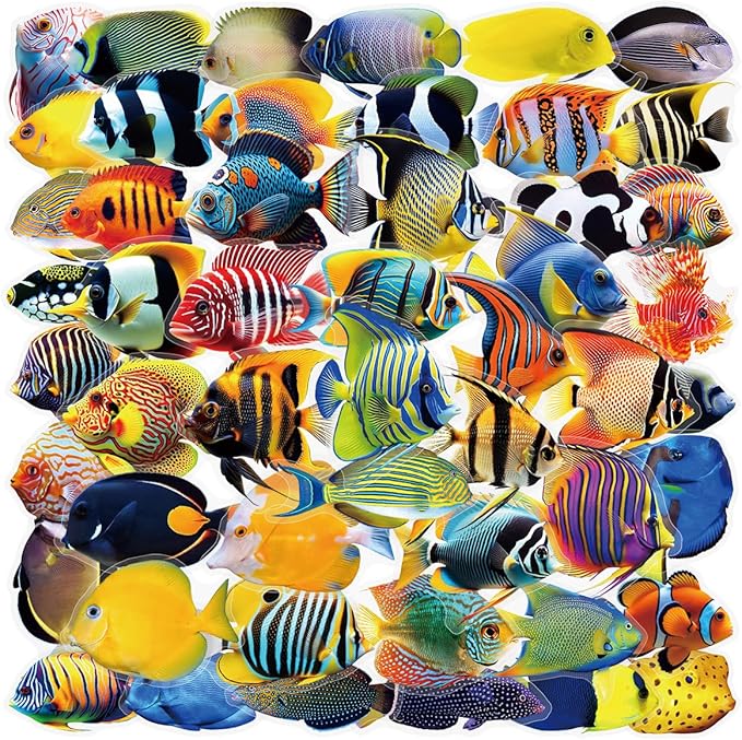 50PCS Clear Tropical Marine Life Ocean Stickers PET Fish Aesthetic Sticker by Unknown