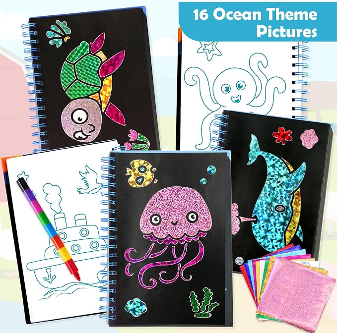 FUNNYB&G Foil Art Craft Kit for Kids 4-10 Years Old: Mess-Free & No-Glue - Image 7