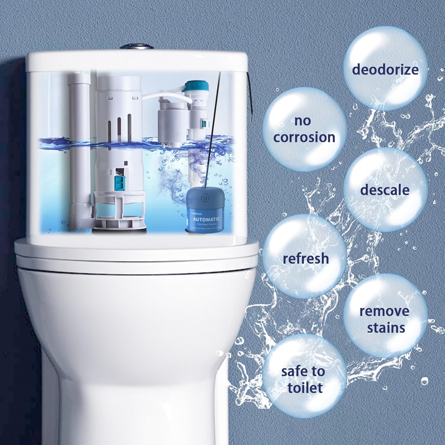 Toilet Bowl Cleaner, Automatic Long Lasting Continuous Toilet Bowl Cleaners Unscented,Bathroom Cleaner Prevent Stain Build Up Powerful Clean,3 Bottles Septic Safe Toilet Bowl Tablets in Bottle