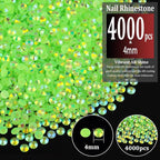 4000pcs 4mm Resin Rhinestones Bulk, Fluorescent Green AB Flatback Round Jelly - Image 2