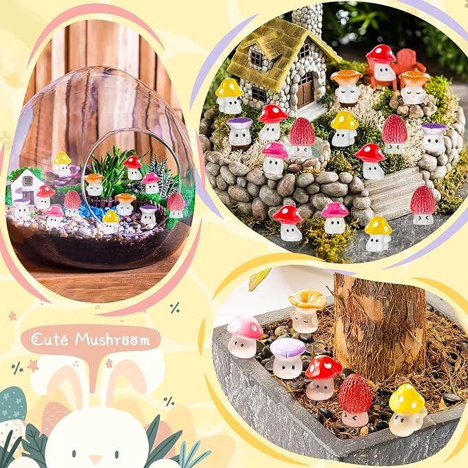 24pcs Mini Mushrooms Cute Resin Tiny Mushrooms Statue Fake Miniature Mushroom - Image 4