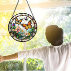 DASTOLL Stained Glass Window Hanging, Butterflies Flying in the Sky Suncatcher - Image 3