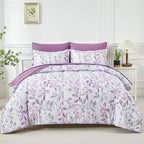 Yogeneg Botanical Comforter Set Queen Size 7 PCS Bed in a Bag, Soft Microfiber by YOGENEG