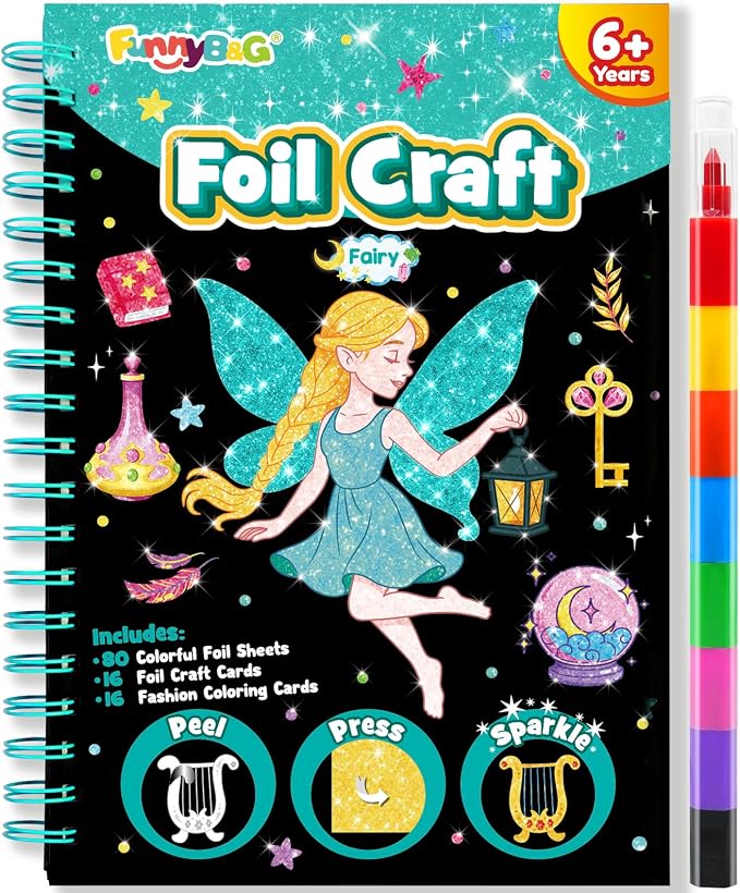 FUNNYB&G Foil Art Craft Kit for Girls 4-10 Years Old: Mess-Free & No-Glue by FUNNYBG