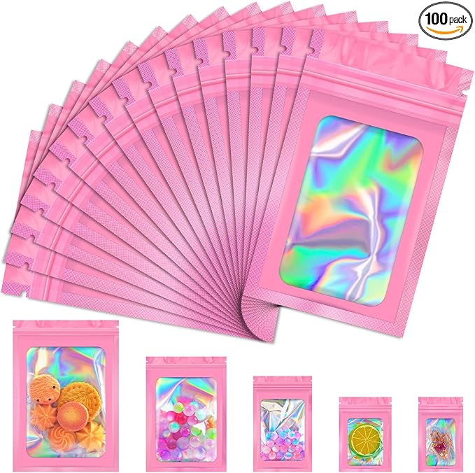 JETMORE 100 PCS Mylar Bags, Resealable Bag by Jetmore